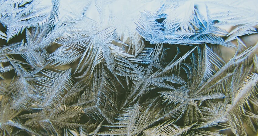A close shot of frost on glass.