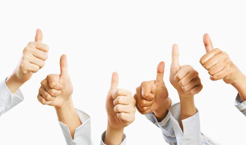 Photo of thumbs up for good customer service