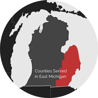East Michigan service area map