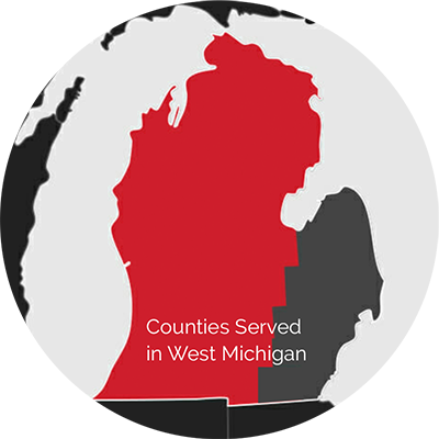 West Michigan service area map